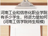 河南工业和信息化职业学院有多少学生，师资力量如何(河南工信学院师生规模)