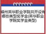 福州英华职业学院共开设有哪些类型奖学金(英华职业学院奖学金类型)