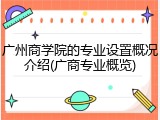 广州商学院的专业设置概况介绍(广商专业概览)