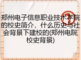 郑州电子信息职业技术学院的校史简介，什么历史与社会背景下建校的(郑州电院校史背景)
