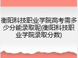 衡阳科技职业学院高考需多少分能录取呢(衡阳科技职业学院录取分数)