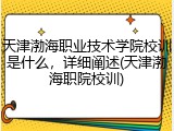 天津渤海职业技术学院校训是什么，详细阐述(天津渤海职院校训)