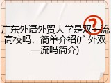 广东外语外贸大学是双一流高校吗，简单介绍(广外双一流吗简介)