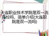 大连职业技术学院是双一流高校吗，简单介绍(大连职院是双一流吗)