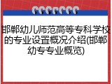 邯郸幼儿师范高等专科学校的专业设置概况介绍(邯郸幼专专业概览)