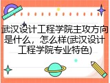 武汉设计工程学院主攻方向是什么，怎么样(武汉设计工程学院专业特色)