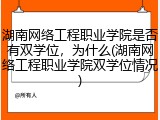 湖南网络工程职业学院是否有双学位，为什么(湖南网络工程职业学院双学位情况)