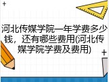 河北传媒学院一年学费多少钱，还有哪些费用(河北传媒学院学费及费用)