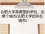 合肥大学是哪里的学校，在哪个城市(合肥大学的所在城市)