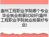 惠州工程职业学院哪个专业毕业就业前景比较好(惠州工程职业学院就业前景好专业)