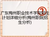 广东梅州职业技术学院招生计划详细分析(梅州职院招生分析)