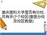 重庆医科大学是否有分校，共有多少个校区(重医分校及校区数量)