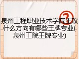 泉州工程职业技术学院主攻什么方向有哪些王牌专业(泉州工院王牌专业)