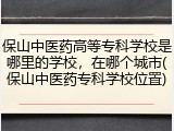 保山中医药高等专科学校是哪里的学校，在哪个城市(保山中医药专科学校位置)