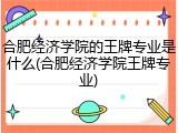 合肥经济学院的王牌专业是什么(合肥经济学院王牌专业)