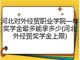 河北对外经贸职业学院一年奖学金最多能拿多少(河北外经贸奖学金上限)