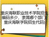 重庆海联职业技术学院招生编码多少，隶属哪个部门(重庆海联学院招生代码)