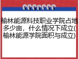 榆林能源科技职业学院占地多少亩，什么情况下成立(榆林能源学院面积与成立)