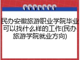 民办安徽旅游职业学院毕业可以找什么样的工作(民办旅游学院就业方向)