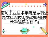 廊坊职业技术学院是专科还是本科院校呢(廊坊职业技术学院是专科吗)