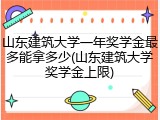 山东建筑大学一年奖学金最多能拿多少(山东建筑大学奖学金上限)