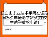 长白山职业技术学院在读期间怎么申请助学贷款(在校生助学贷款申请)