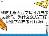 潍坊工程职业学院可以自考去读吗，为什么(潍坊工程职业学院自考可行吗)