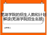 芜湖学院的招生人数和计划解读(芜湖学院招生名额)