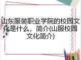 山东服装职业学院的校园文化是什么，简介(山服校园文化简介)