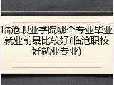 临沧职业学院哪个专业毕业就业前景比较好(临沧职校好就业专业)