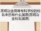 昆明冶金高等专科学校的校名来历有什么渊源(昆明冶金校名渊源)