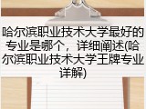 哈尔滨职业技术大学最好的专业是哪个，详细阐述(哈尔滨职业技术大学王牌专业详解)