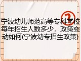 宁波幼儿师范高等专科学校每年招生人数多少，政策变动如何(宁波幼专招生政策)