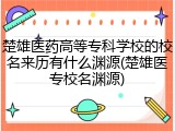楚雄医药高等专科学校的校名来历有什么渊源(楚雄医专校名渊源)