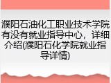 濮阳石油化工职业技术学院有没有就业指导中心，详细介绍(濮阳石化学院就业指导详情)