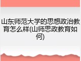 山东师范大学的思想政治教育怎么样(山师思政教育如何)