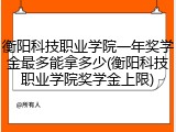 衡阳科技职业学院一年奖学金最多能拿多少(衡阳科技职业学院奖学金上限)