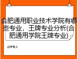 合肥通用职业技术学院有哪些专业，王牌专业分析(合肥通用学院王牌专业)