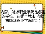 内蒙古能源职业学院是哪里的学校，在哪个城市(内蒙古能源职业学院地址)