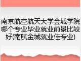 南京航空航天大学金城学院哪个专业毕业就业前景比较好(南航金城就业佳专业)