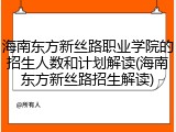 海南东方新丝路职业学院的招生人数和计划解读(海南东方新丝路招生解读)