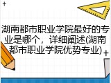 湖南都市职业学院最好的专业是哪个，详细阐述(湖南都市职业学院优势专业)
