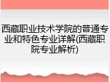 西藏职业技术学院的普通专业和特色专业详解(西藏职院专业解析)