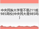 中央民族大学是不是211或985高校(中央民大是985吗)