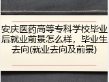 安庆医药高等专科学校毕业后就业前景怎么样，毕业生去向(就业去向及前景)