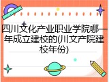四川文化产业职业学院哪一年成立建校的(川文产院建校年份)