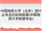 中国地质大学（北京）读什么专业比较有前景(中国地质大学前景专业)