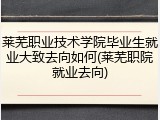 莱芜职业技术学院毕业生就业大致去向如何(莱芜职院就业去向)