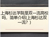 上海杉达学院是双一流高校吗，简单介绍(上海杉达双一流？)