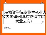 北京物资学院毕业生就业大致去向如何(北京物资学院就业去向)